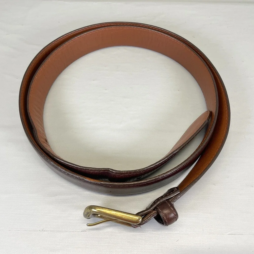L.L. Bean Mens Size 44 Brown Leather Belt Full Grain - Made in USA